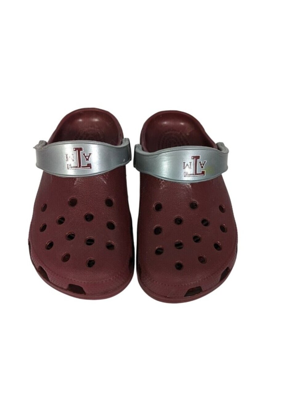 CROCS Womens A&M College Shoes Clog Burgundy & Silver Comfort Walking US 4/5 XS